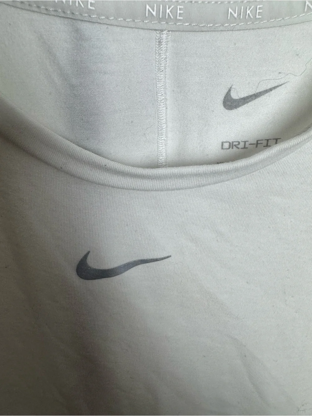 Nike White Scoop Neck Athletic Tank Top Dri Fit Size XL